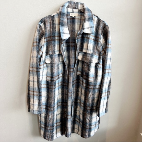 Melloday Plaid Shacket Longline Jacket size 2X - Picture 2 of 11